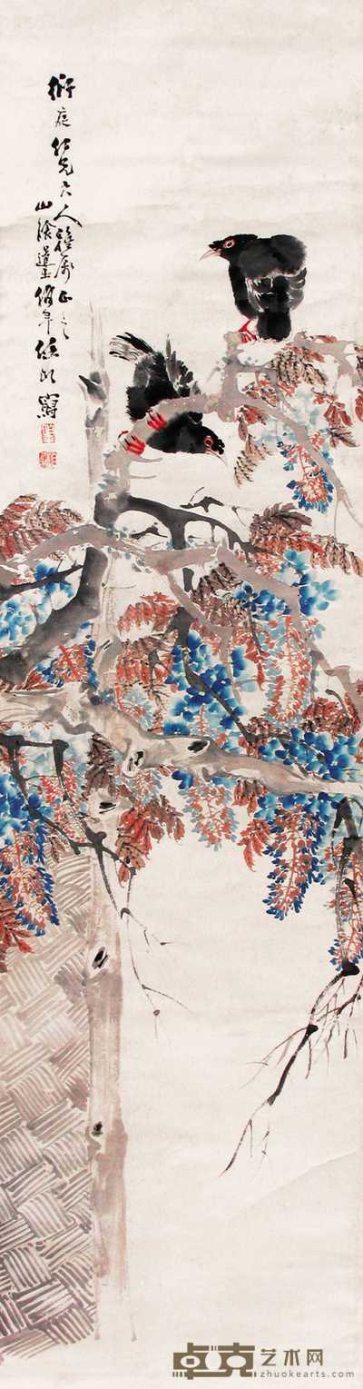 任颐 花鸟 立轴 164×46cm
